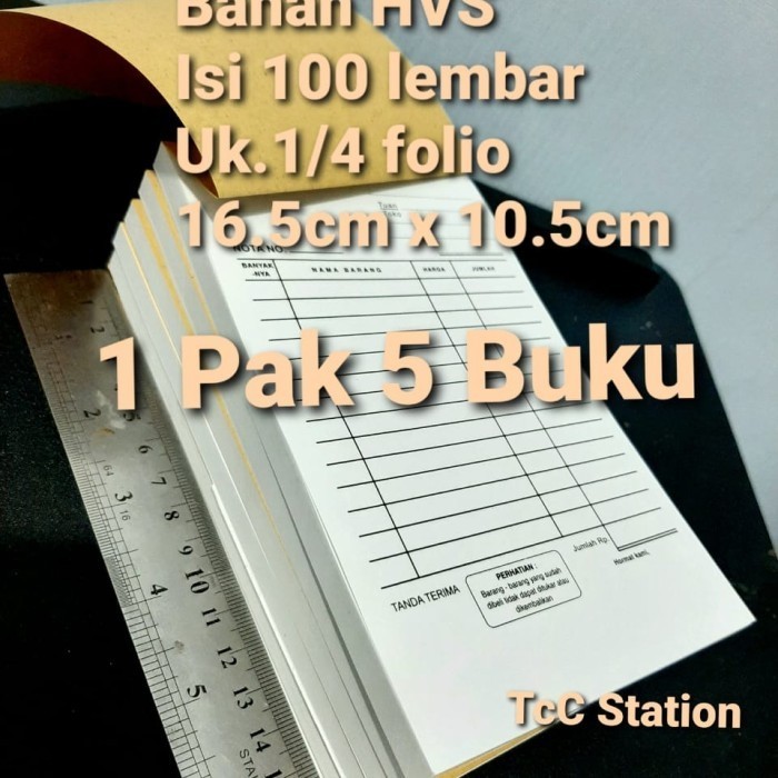 

Nota Kontan 1/4 folio 1 Ply Isi 100 lembar Bon 1 rangkap HVS 70 gr MURAH
