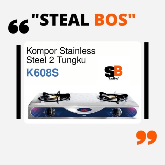 Kompor Sanex 2 tungku K-608S/ kompor sanex dua tungku (Stainless )