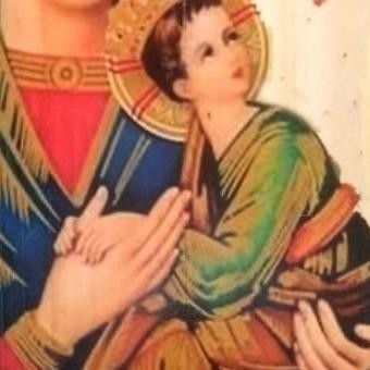 LUKISAN NATAL KAYU BUNDA MARIA HIASAN DINDING ROHANI KRISTEN