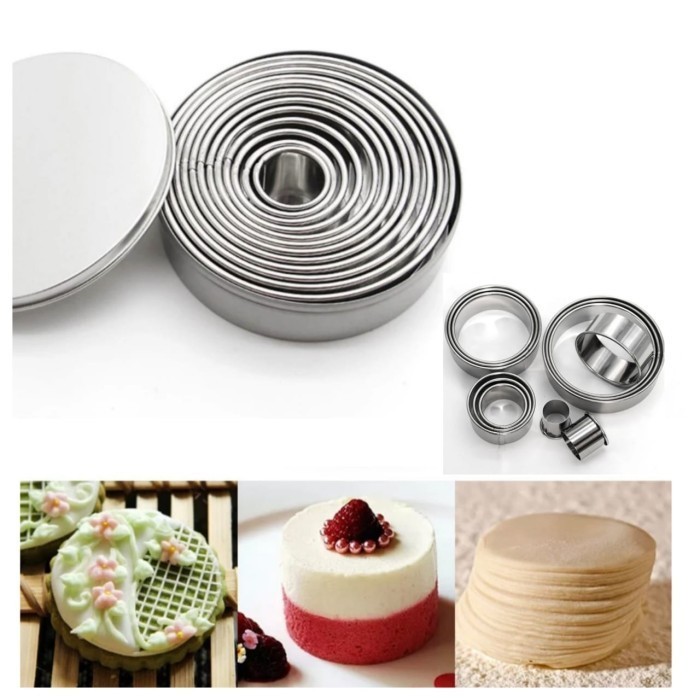 

GV374 12Pcs Round Cookie Cutter/ Cetakan Ring Kue Cookie Bulat - Stainless SALE