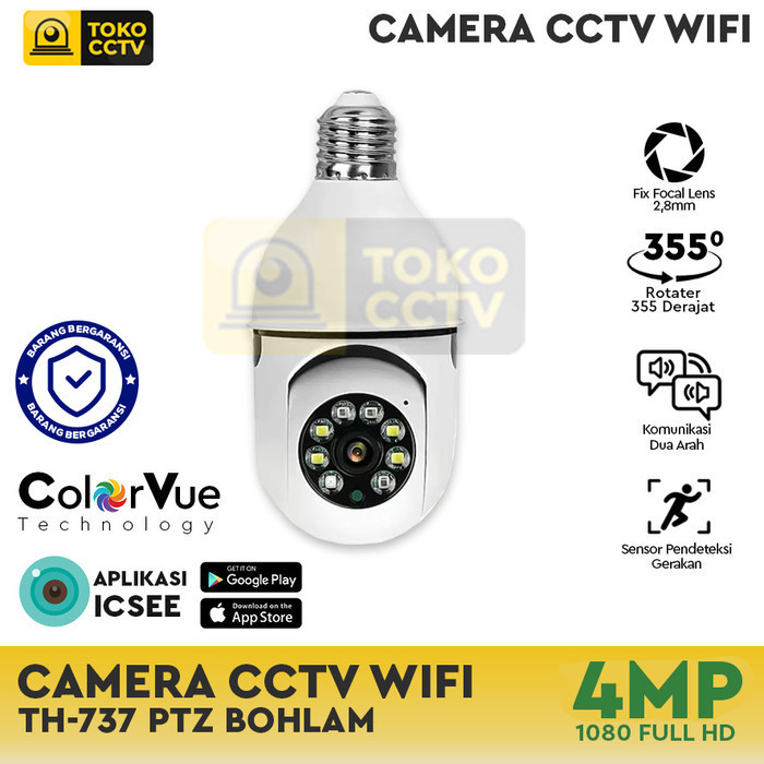 Camera Cctv Wifi Mini Ptz Bohlam Thunderin Th-737-Xm Icsee
