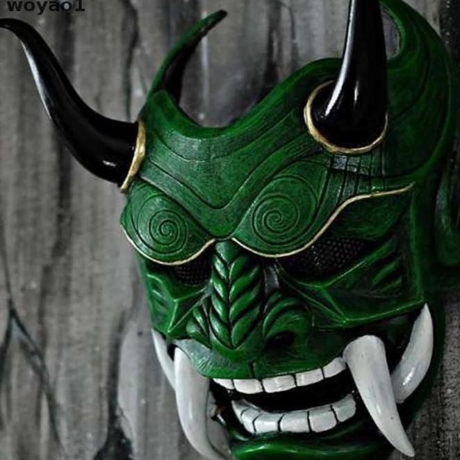 BDC [woyao1] Topeng Samurai Topeng Cosplay Jepang Horror Anime Kostum TERLARIS