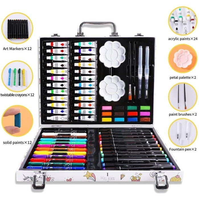

Crayon Set 145 Pcs Koper Besi Alat Gambar Water Colour Kid Draw -Anza Wahda