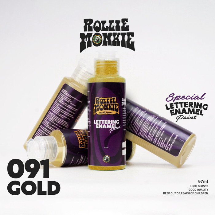 

Rolliemonkie Lettering Enamel Paint (Oilbased) 091 Gold Mettalic -Anza Wahda