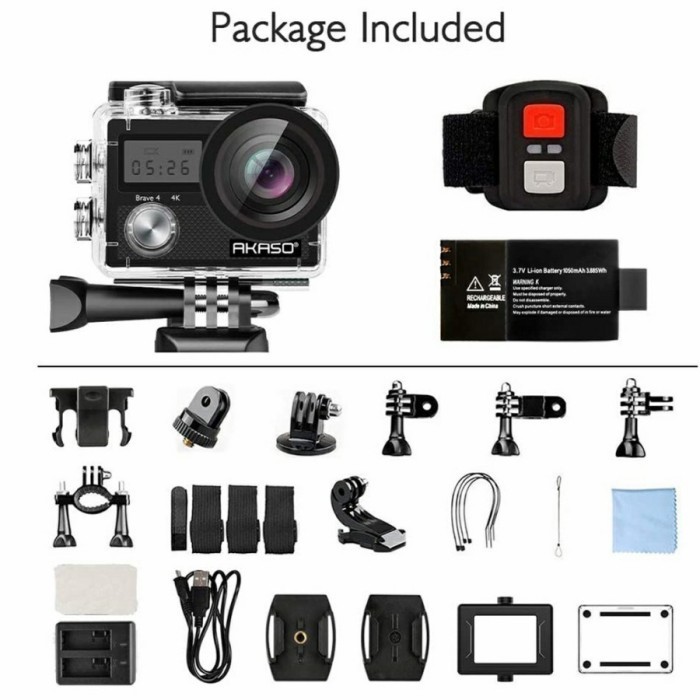 Akaso Brave 4 Action Cam Camera Wifi 4K Waterproof + Remote Resmi
