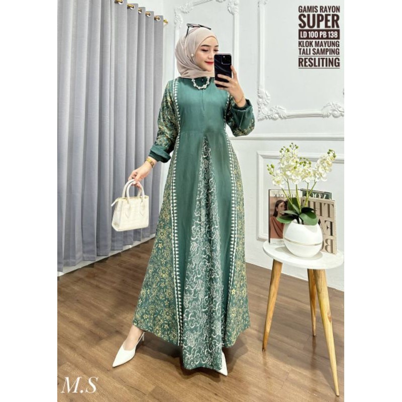 Gamis daster batik cap kain rayon super adem dan cantik