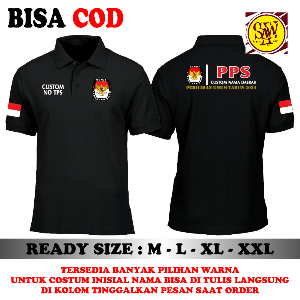 POLOSHIRT / KAOS POLO PPS COSTUM NAMA DAERAH 2024 / KAOS KERAH POLO KOMISI PEMILIHAN UMUM / SYAHDAN 