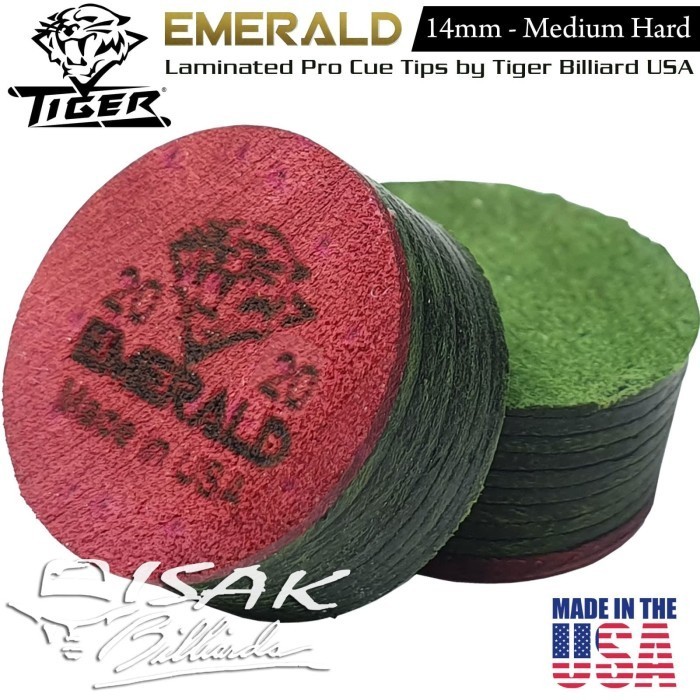 Emerald Cue Tip - Laminated Layer Tips by Tiger USA Billiard Biliar
