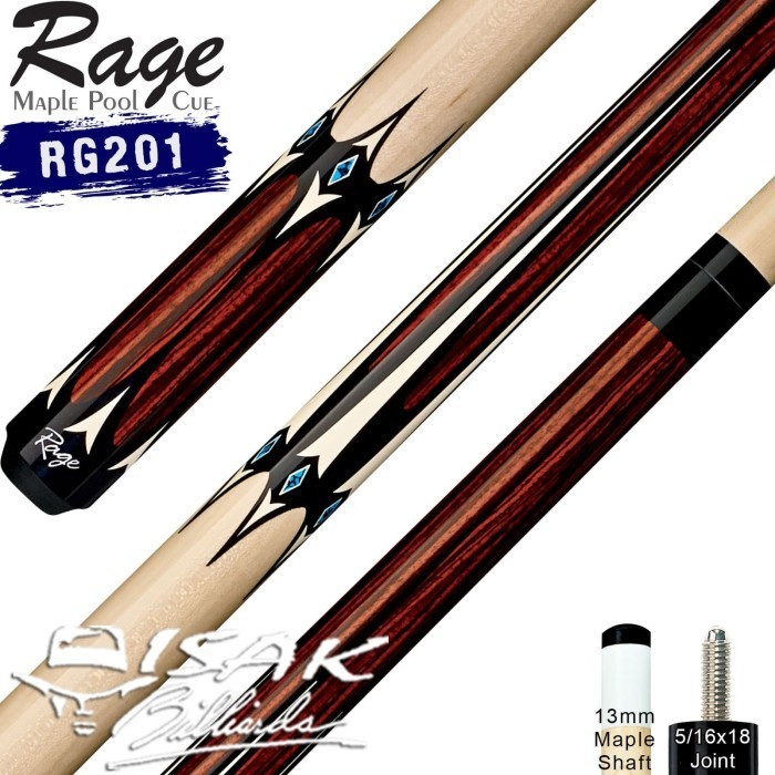 Rage RG201 Pool Cue - 13 mm Maple Billiard Stick Stik Biliar Players