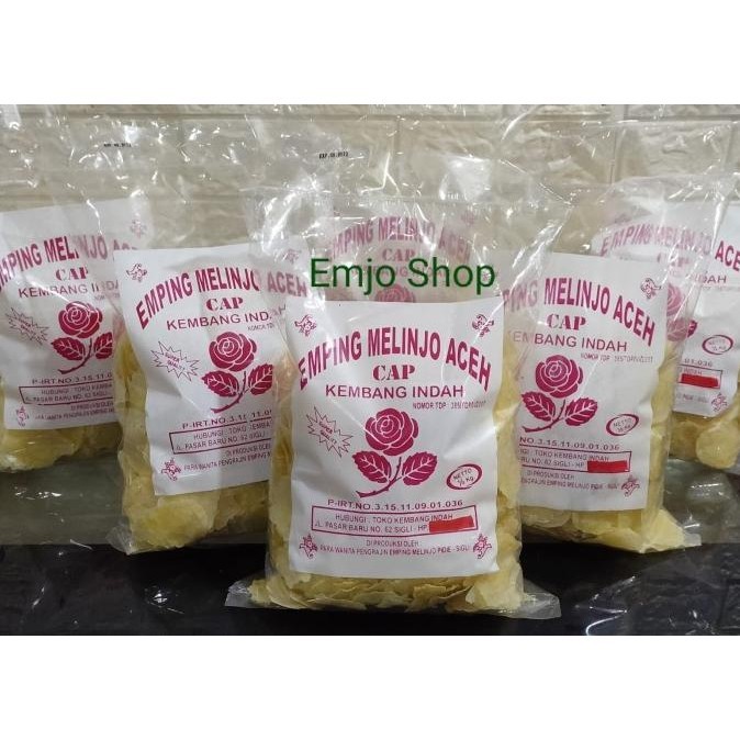 

READY STOCK EMPING MELINJO ACEH CAP KEMBANG INDAH SUPER QUALITY TIPIS 500GR !!!!!