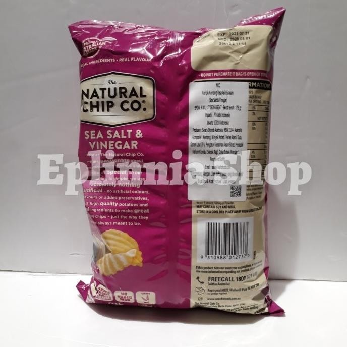 

READY STOCK THE NATURAL CHIP CO SEA SALT & VINEGAR 175 GR - KERIPIK KENTANG !!!!!
