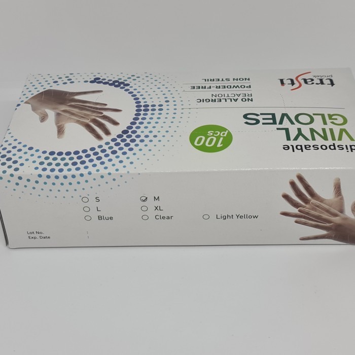 Trasti Ori Sarung Tangan Vinil Latex Gloves Medis Vinyl 100Pcs Sz L