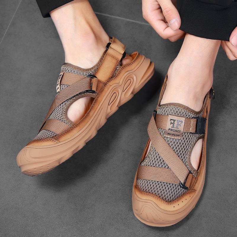 Promo Mega Sale 4.4 // COD Import Sandal Gunung Sendal Pria Hiking Mendaki Sepatu Kulit Asli Touring
