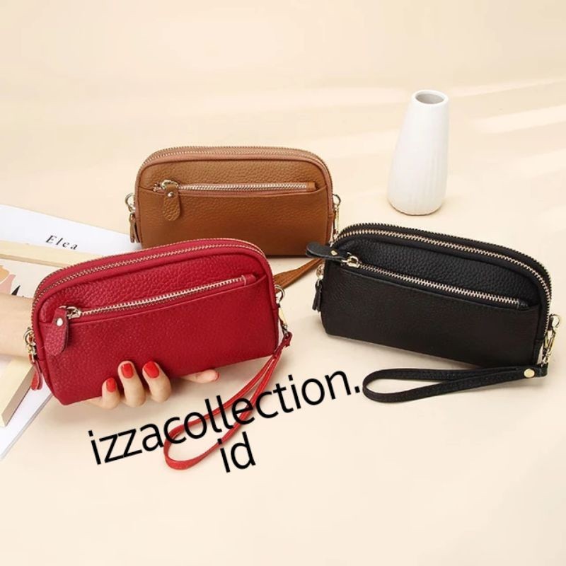 Promo Mega Sale 4.4 // Dompet Hp Wanita Panjang 3 Resleting Muat Handphone 7 inch dan uang kosmetik
