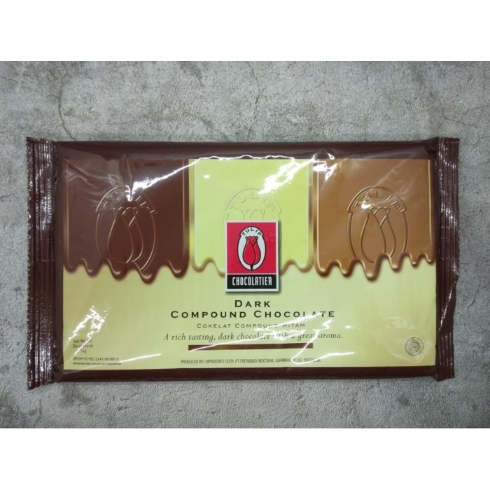 

Ready Dark Chocolate Compound Tulip 1kg / Cokelat Batang Tulip Dark 1kg