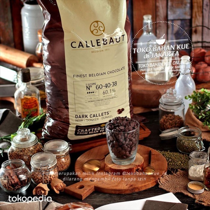 

Ready Callebaut 60% 100gr Dark Chocolate Couverture Coin Baking Cokelat 6040
