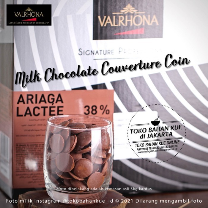 

Ready Valrhona Ariaga Lactee 38% 1kg Milk Couverture Chocolate Coin