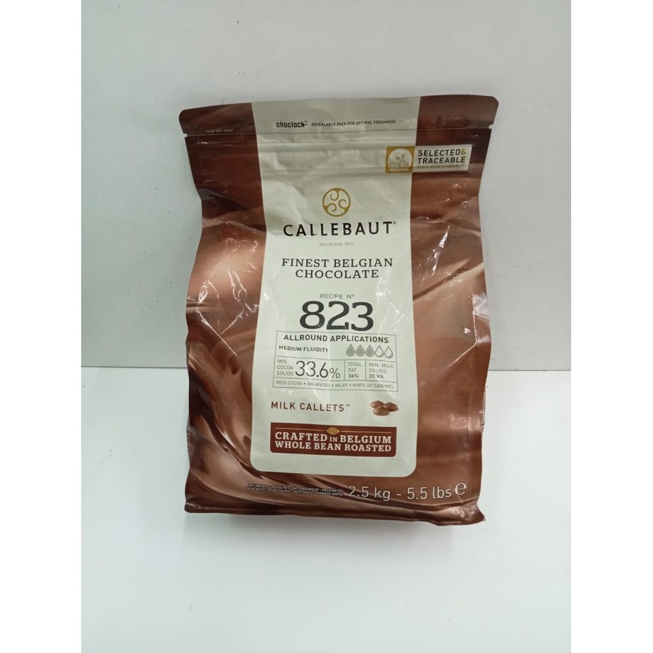 

Ready Callebaut 823 Milk 2.5 kg bag / couverture chocolate dcc