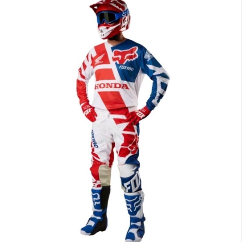 SET JERSEY TRAIL HONDA CUSTOM JERSET MERAH PUTIH BIRU MOTOCROSS EVRONA
