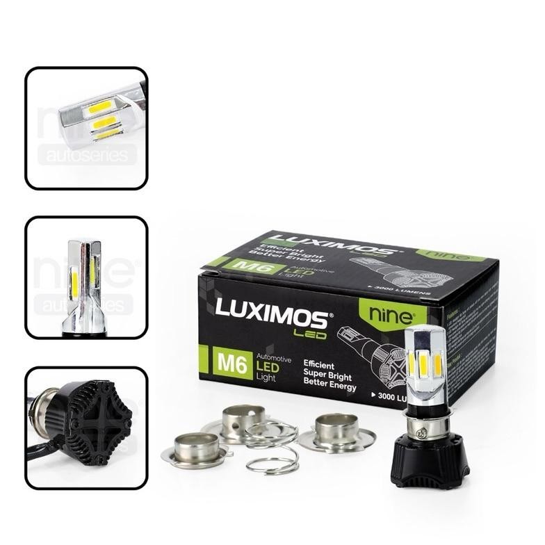 NINE LUXIMOS LED LAMPU UTAMA MOTOR M6 6 SISI CAHAYA LAMPU PUTIH KUNING SOCKET H6 H4 H7 AC DC SUPER T