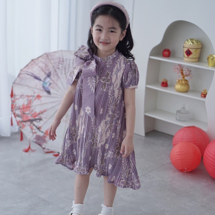 Batik Kepik Huang Batik Dress Pleats Anak