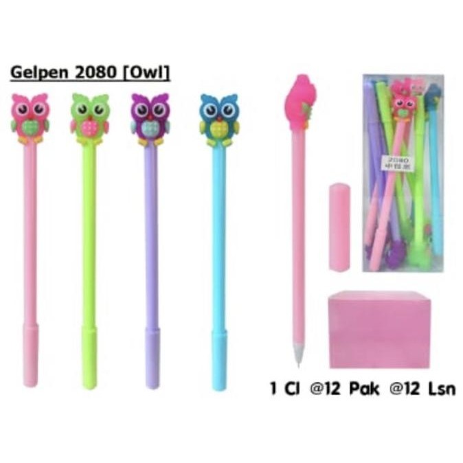 

Pen gel kepala karet bentuk burung hantu owl belo satuan