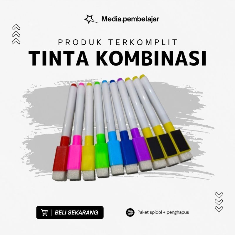 

Paket spidol dan penghapus 10 pcs + pouch