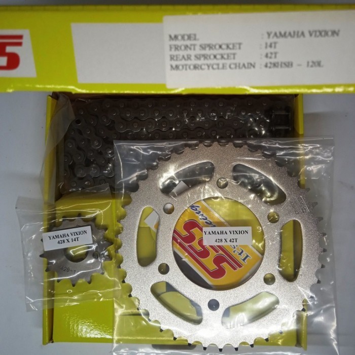 Sss Chain Kit Gear Set Vixion Old Gear Depan Belakang Rantai Ori Sss