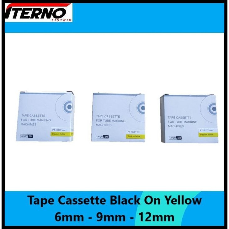 

GRATIS ONGKIR PUTY LABEL TAPE CASSETTE 9MM PT-1009Y BLACK ON YELLOW UNTUK PT1010 !