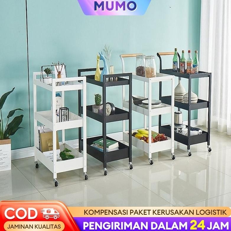 Rak Dapur Stainless Rak Troli Susun Serbaguna Rak Roda Rak Salon Rak Penyimpanan Dapur