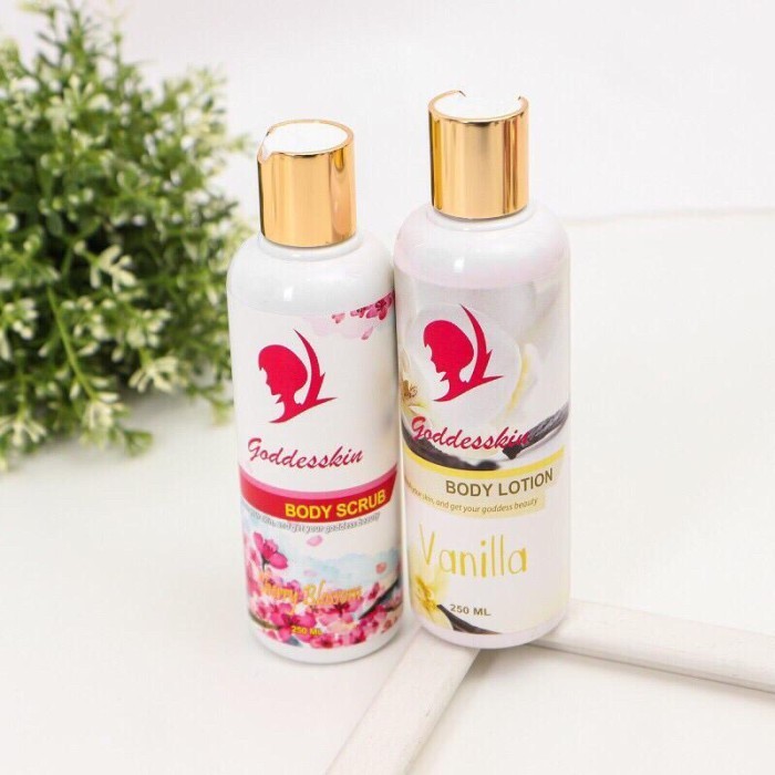 Goddesskin By Athena - Paket Duo Besar Body Care (Body Scrub & Lotion)