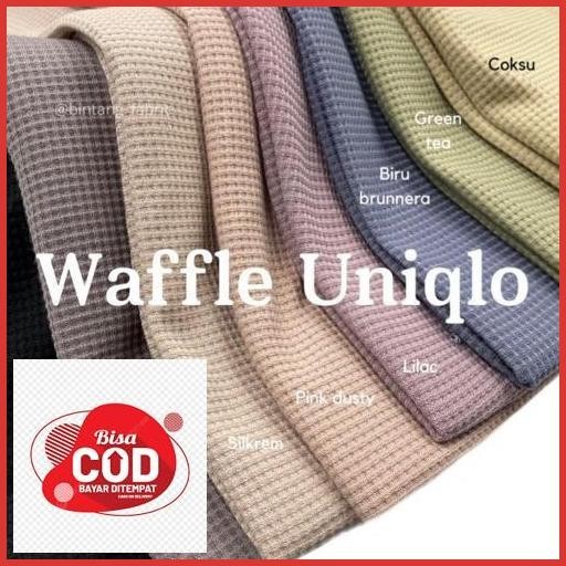 Bisa Cod Kaos Waffle Wafer Lengan Panjang Wanita / Basic Crewneck Polos Sweatshirt Waffel Uniqlo / K