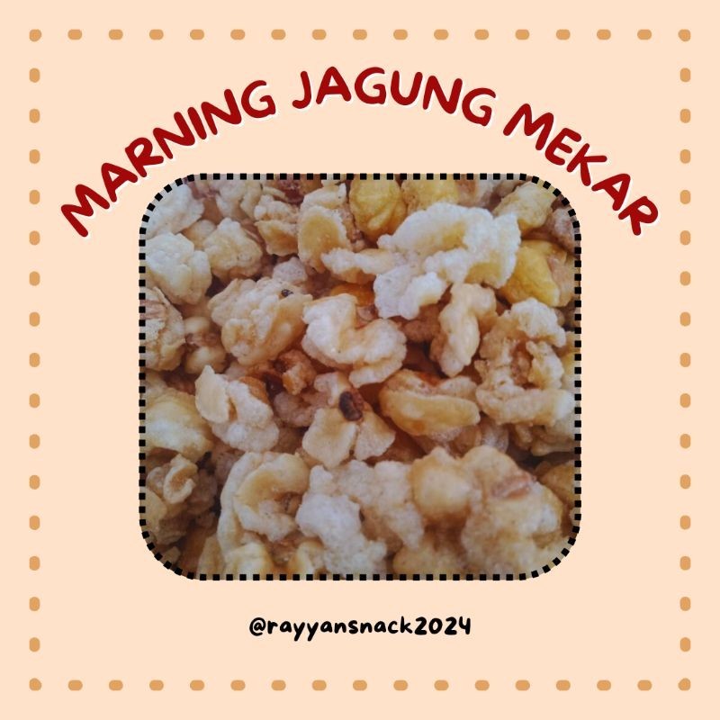 

MARNING JAGUNG MEKAR / SNACK / MAKANAN RINGAN / OLEH-OLEH KHAS BOYOLALI / 250GR