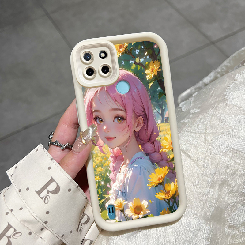 Casing Hp Realme C21Y Realme C25Y Case Kesing HP ponsel pola bunga antik Casing silikon Premium baru