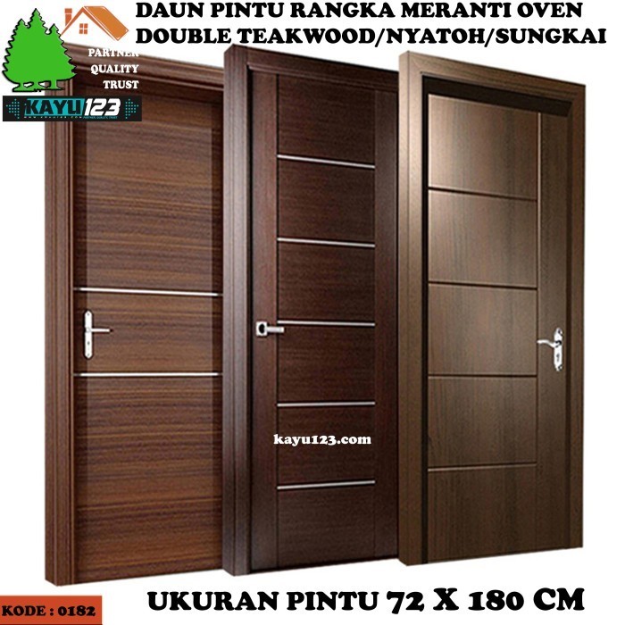 DAUN PINTU MINIMALIS 72X180 CM DOUBLE TEAKWOOD / NYATOH / SUNGKAI #182