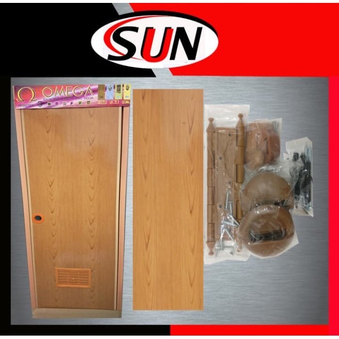 PINTU KAMAR MANDI PVC PLASTIK OMEGA MOTIF SERAT KAYU COKLAT