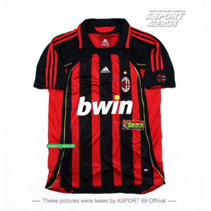 Jersey Bola Ac Milan Retro Home 2006 2007 Soccer Jersey Retro Milan 06