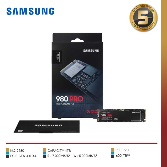 SAMSUNG 980 PRO PCIE 4.0 NVME SSD 1TB SSD M.2 NVME GEN 4 X4 1TB ORIGINAL BEST QUALITY