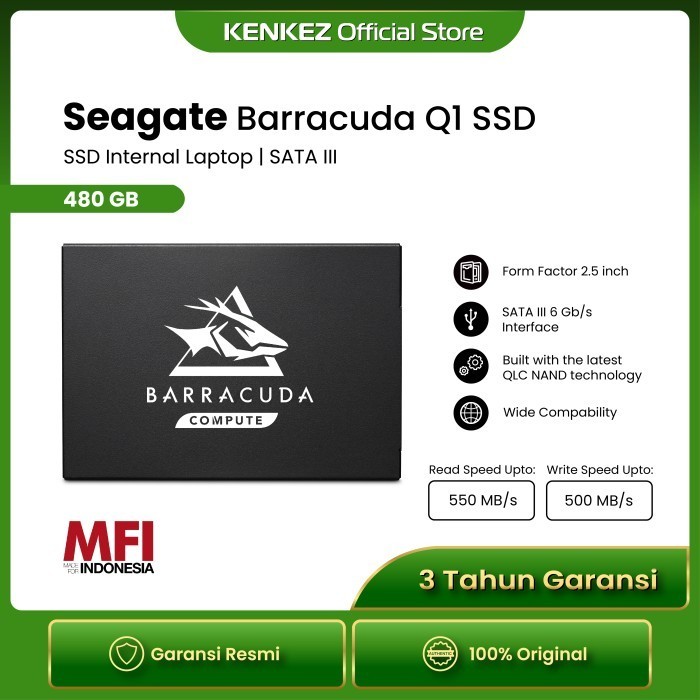 SEAGATE BARRACUDA Q1 SSD INTERNAL LAPTOP 480GB SATA III ORIGINAL BEST QUALITY