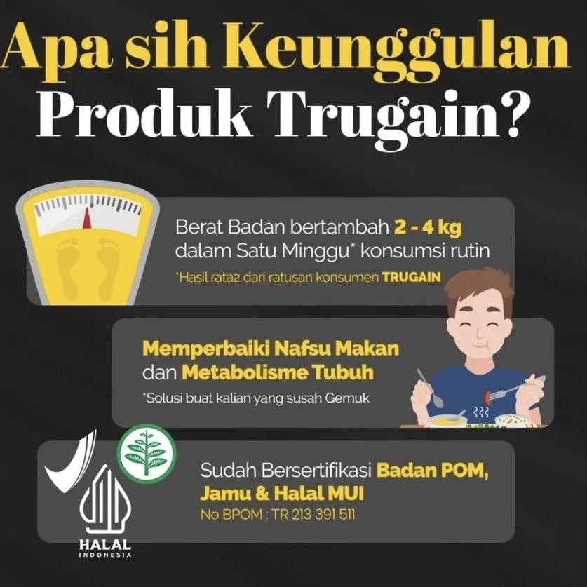 

CR - TRUGAIN - Penggemuk Badan Herbal Terbaik FREE Madu Murni TERLARIS