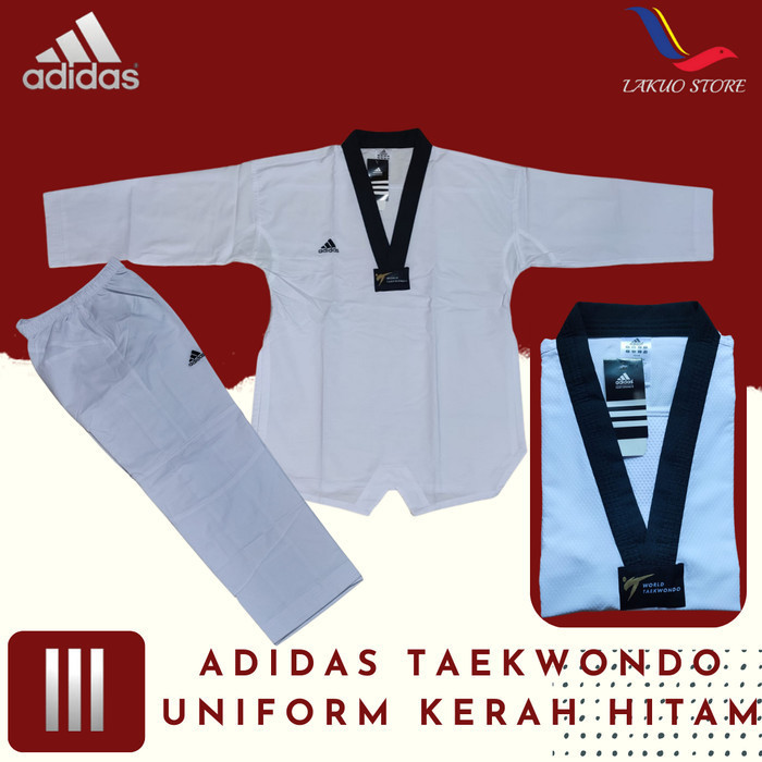 DISKON DOBOK ADIDAS ELITE FIGHTER / UNIFORM TAEKWONDO / ADIDAS KERAH HITAM