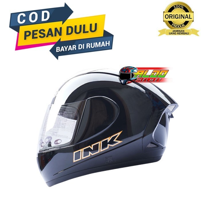 HELM INK CL MAX SOLID BLACK METALIC ORIGINAL / JUAL FULL FACE / JPX
