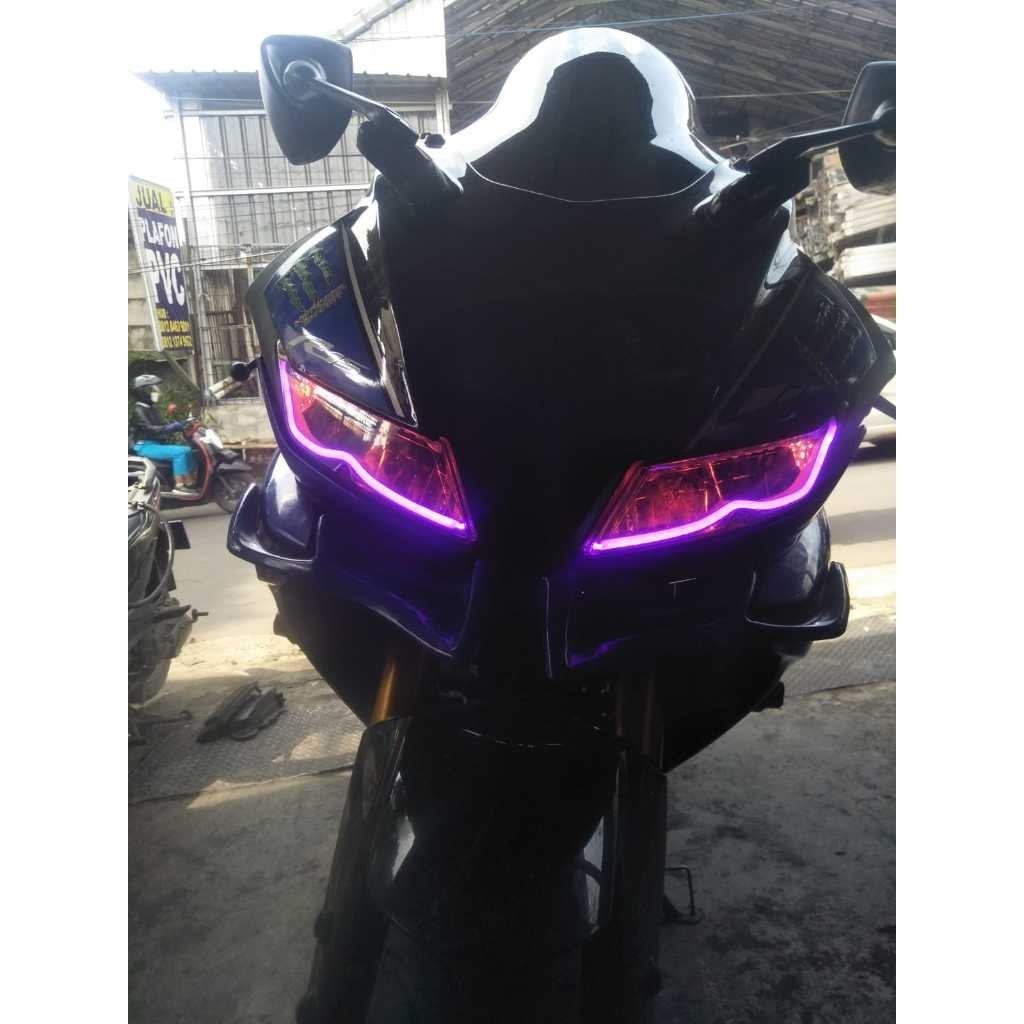 LAMPU ALIS DRL NEW R15 V3 BONUS DEVIL EYES LAMPU ALIS YAMAHA ALL NEW R15 LAMPU SENJA LAMPU ALIS LED