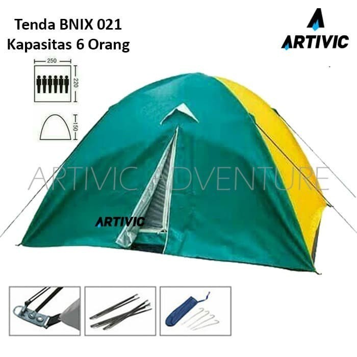Tenda Camping Dome Outdoor Bnix 021 Kapasitas 6 Orang Double Layer Asfi