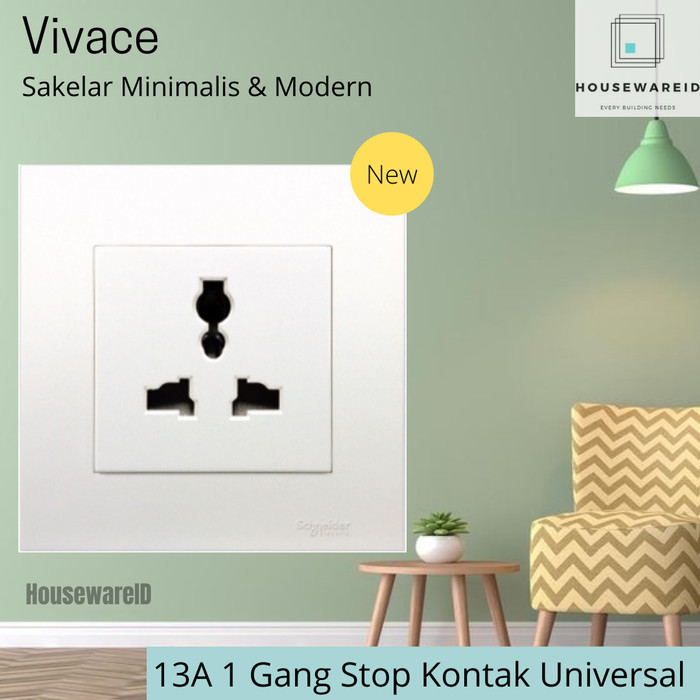 Murah Stop Kontak Universal Colokan Listrik Dinding Kaki 3 Schneider Vivace
