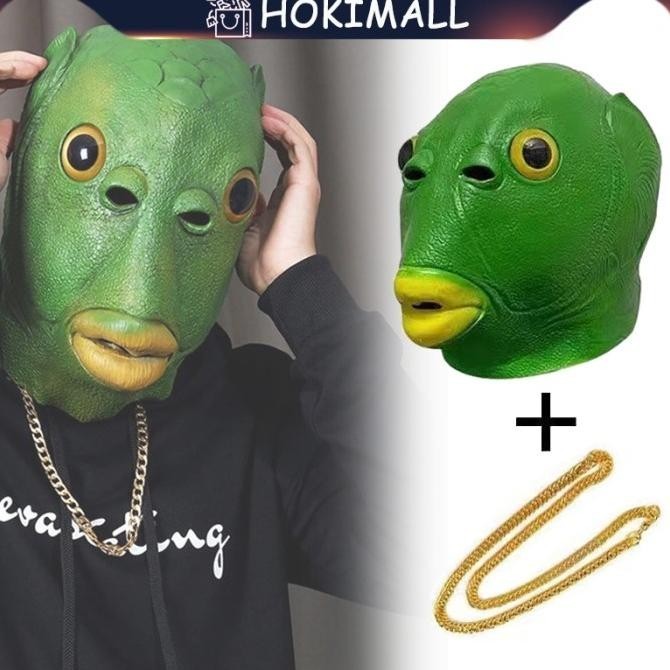 Topeng Cosplay Kepala Ikan Lucu, Bahan Latex Berkualitas untuk Pesta