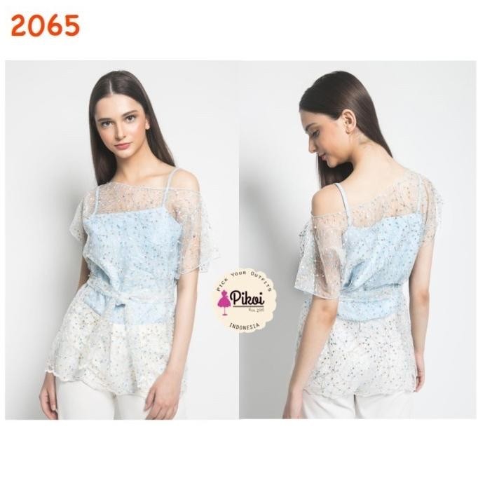 Pearl Top / Atasan Brokat Tile Premium / Two Piece Camisole Baju Pesta Terbaik