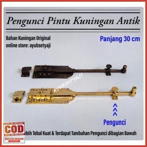 Promo Hemat Grendel Pintu Batavia 30Cm Kuningan Original Slot Pintu Pengunci Pintu 30 Cm Gembok Kuno