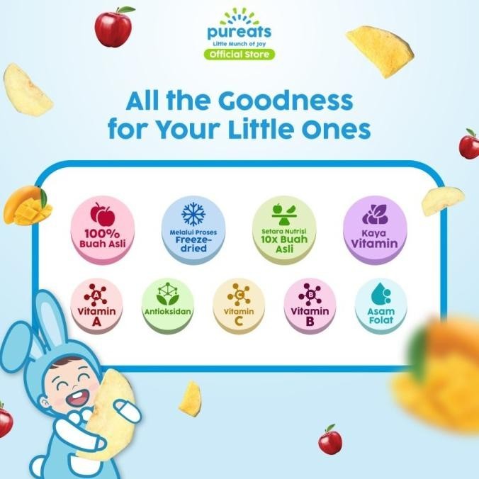 Pureats Freeze Dried Fruits / Snack Balita Buah Pengiriman Cepat