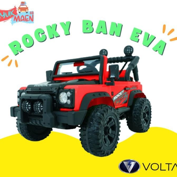 Mainan Mobilan Aki Anak Maenan Mobil Aki Jeep Rocky Volta 5008-Ban Eva